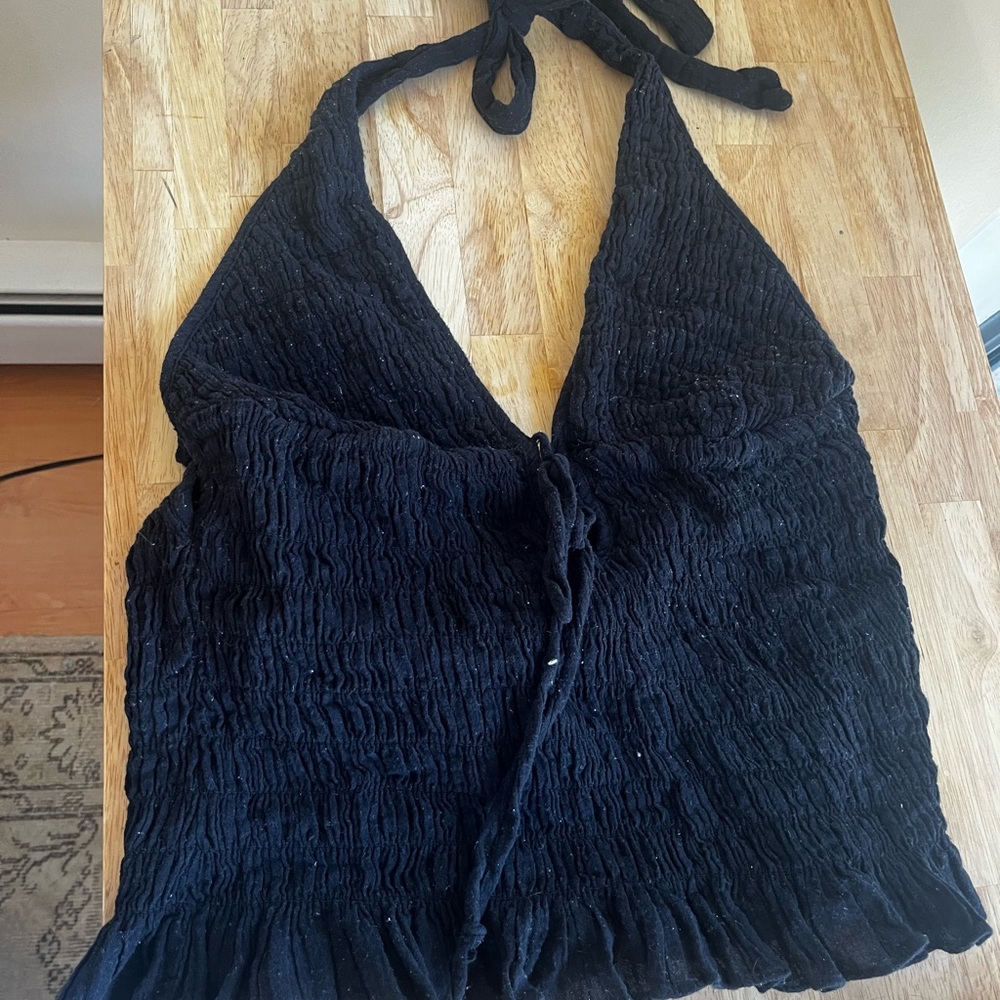 Free People Black Halter Crop Top